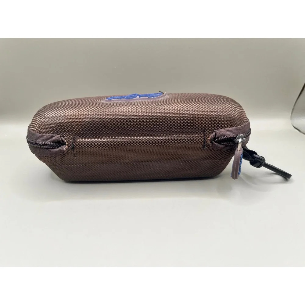 Maui Jim Brown Woven Zippered Clamshell Sunglasses Case Hard Shell With Clip